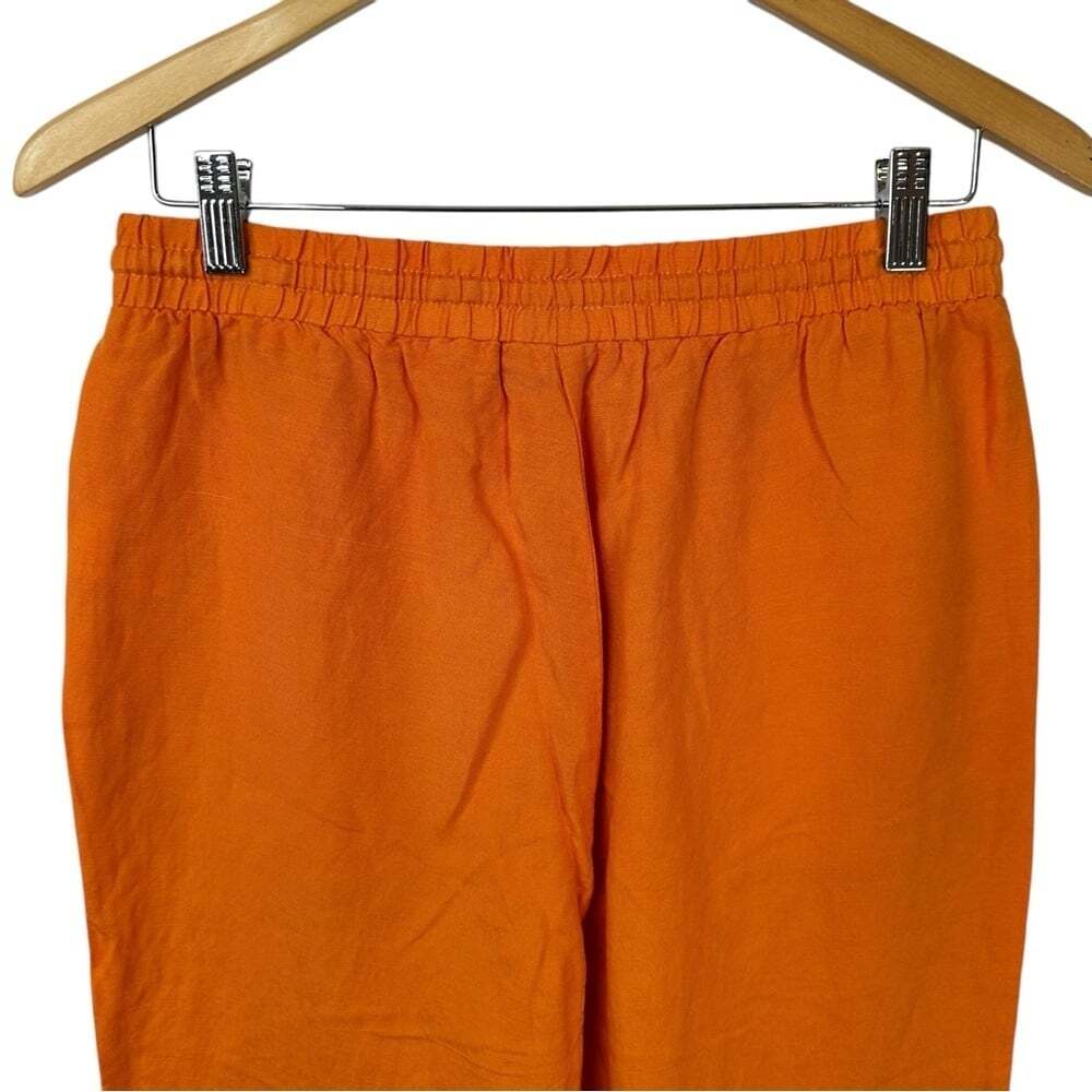 YEST Orange Linen Pants Women’s Size 6 Wide Leg Beachy Vacation Vibes Boho Chic - Picture 8 of 15